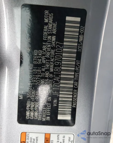 2020 Subaru Brz Limited z USA, uszkodzony, nr VIN JF1ZCAC18L9701027